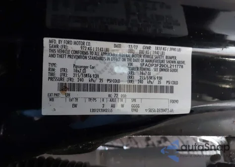 2013 Ford Focus Se z USA, uszkodzony, nr VIN 1FADP3F29DL211778